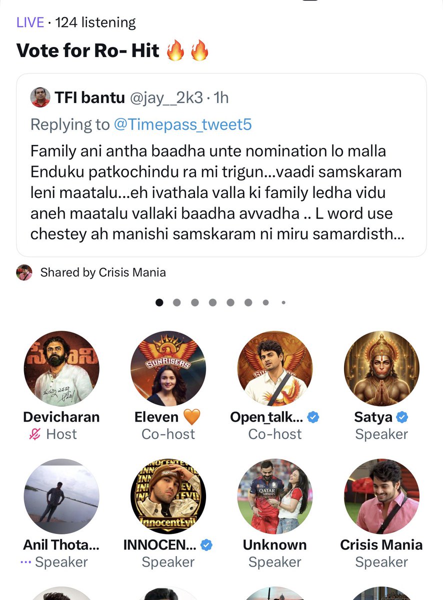 granduer143's tweet photo. #Rohit fans domination over other fandoms in X spaces 

#BggBossTelugu10 https://t.co/LJBTPtBUep