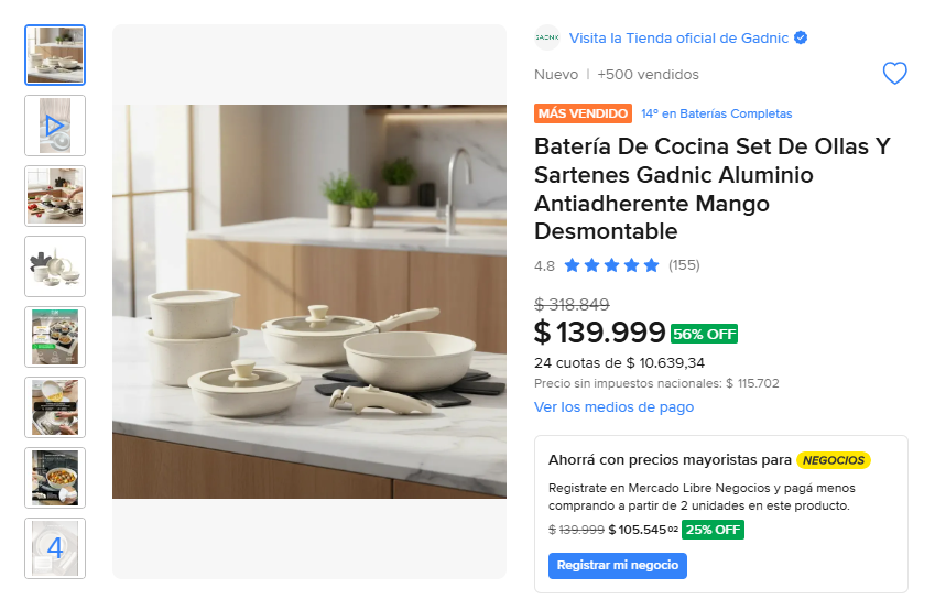 Kratosprecios's tweet photo. 🛒OFERTA EN Batería De Cocina Set De Ollas Y Sartenes Gadnic Aluminio Antiadherente Mango Desmontable.
-Antes: $318.849.
 -Ahora: $139.999. 
https://t.co/VkHnGCdUBC
Las piezas son antiadherentes, lo que facilita la limpieza y evita que la comida se pegue. Además, el sistema de encastre del mango es firme y seguro, proporcionando comodidad y funcionalidad.