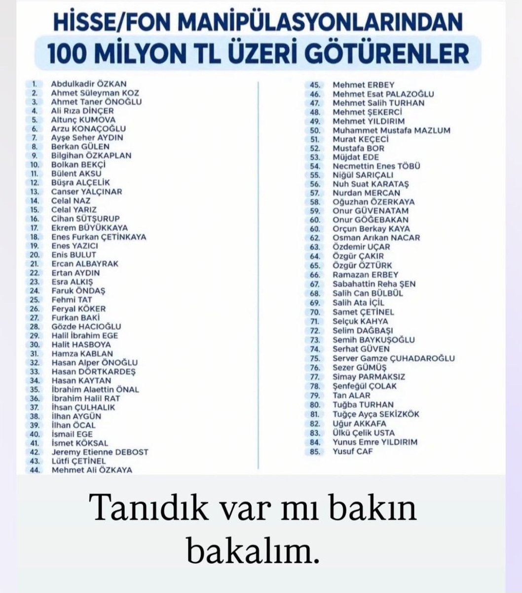 Serkan_Kartal_'s tweet photo. İYİ BAKIN LİSTEYE 
 BELKİ TANIDIK VARDIR ! https://t.co/9TZdVS20uY