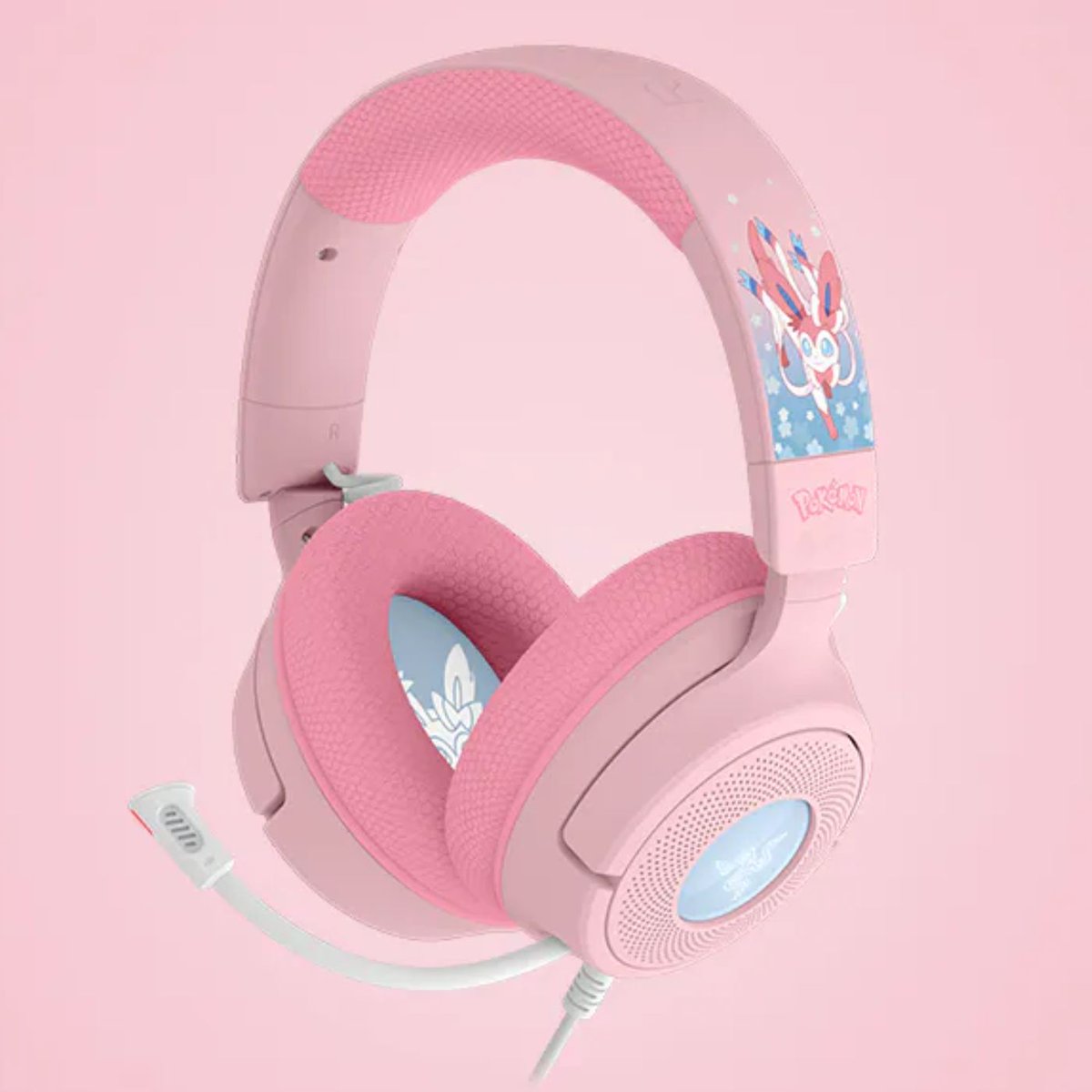 Dexerto's tweet photo. Razer is launching a Sylveon gaming headset for Pokemon’s 30th anniversary 

It's wired, has RGB lighting and will cost $110 https://t.co/Or9Ygmtk7U
