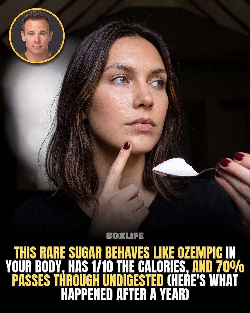 BoxLifeMagazine's tweet photo. obin Greenfield consumed allulose daily for over a year, and the results speak for themselves.

This rare sugar looks and bakes like regular sugar but behaves completely differently in your body, delivering just 1/10 the calories while potentially triggering the same GLP-1 https://t.co/eMuCs4ZOXp