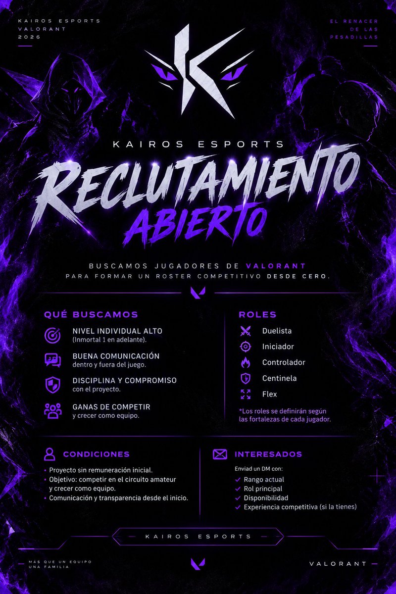 KAIROSesportses's tweet photo. Abrimos la temporada de incorporaciones, estamos esperandoos!! https://t.co/UXAk5Jtfjo