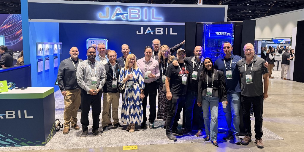 Jabil's tweet photo. We’re at #OCPSummit2026 with our Jabil, Mikros Technologies, and @HanleyEnergy teams! Together, we connect engineering, manufacturing, liquid cooling, and power management to help customers adapt as AI infrastructure evolves. Stop by booth B33 to learn more. https://t.co/mUjzPnvJf1