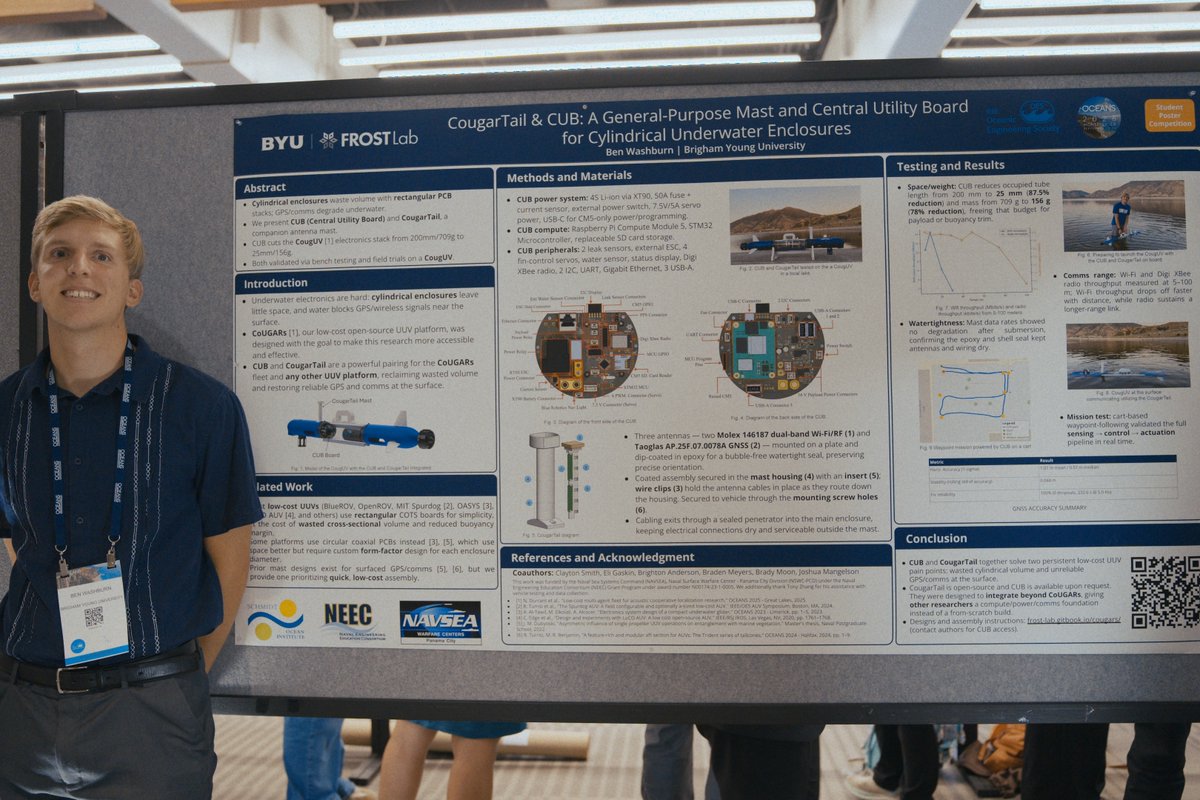 byu_frost_lab's tweet photo. 🌊 Coastal Environment Generation with HoloOcean – Abigail Austin
https://t.co/hihcMwLrfN
��� CougarTail &amp; CUB: A Mast and Central Utility Board for Underwater Enclosures – Ben Washburn
https://t.co/fAp9cXjySC https://t.co/RgbmrhGyVa