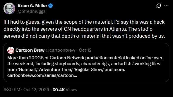Manager_JoJo's tweet photo. The former General Manager of Cartoon Network believes these leaks came directly from CN headquarters, because most of the material in the leaks were not stored on studio servers. https://t.co/3yFSRaQGRB