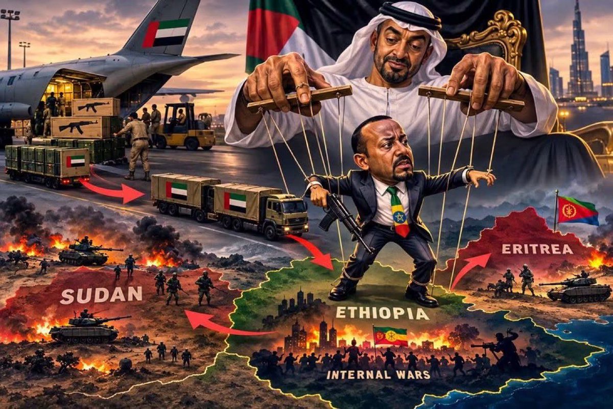 BashirHashiysf's tweet photo. The UAE is fueling conflicts across the Horn of Africa by arming the RSF in Sudan and supporting Abiy Ahmed’s confrontations with #Eritrea. UAE must be held accountable. The Horn of Africa deserves peace, not proxy wars. https://t.co/HrcIRPTZTl