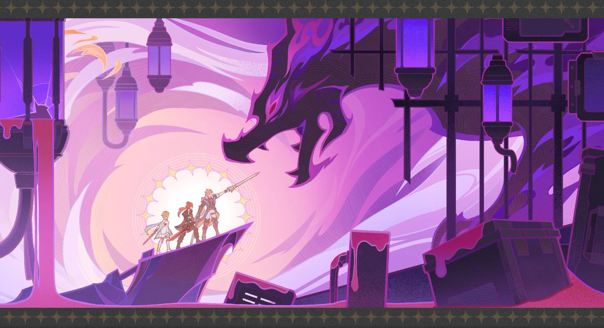 PunishedRai's tweet photo. I understand the point of Lohen's SQ being about mortals having their own battles, but it's so funny how Traveler, Diluc and Varka had an Ursa the Drake boss fight off screen https://t.co/USuKi9t9qd