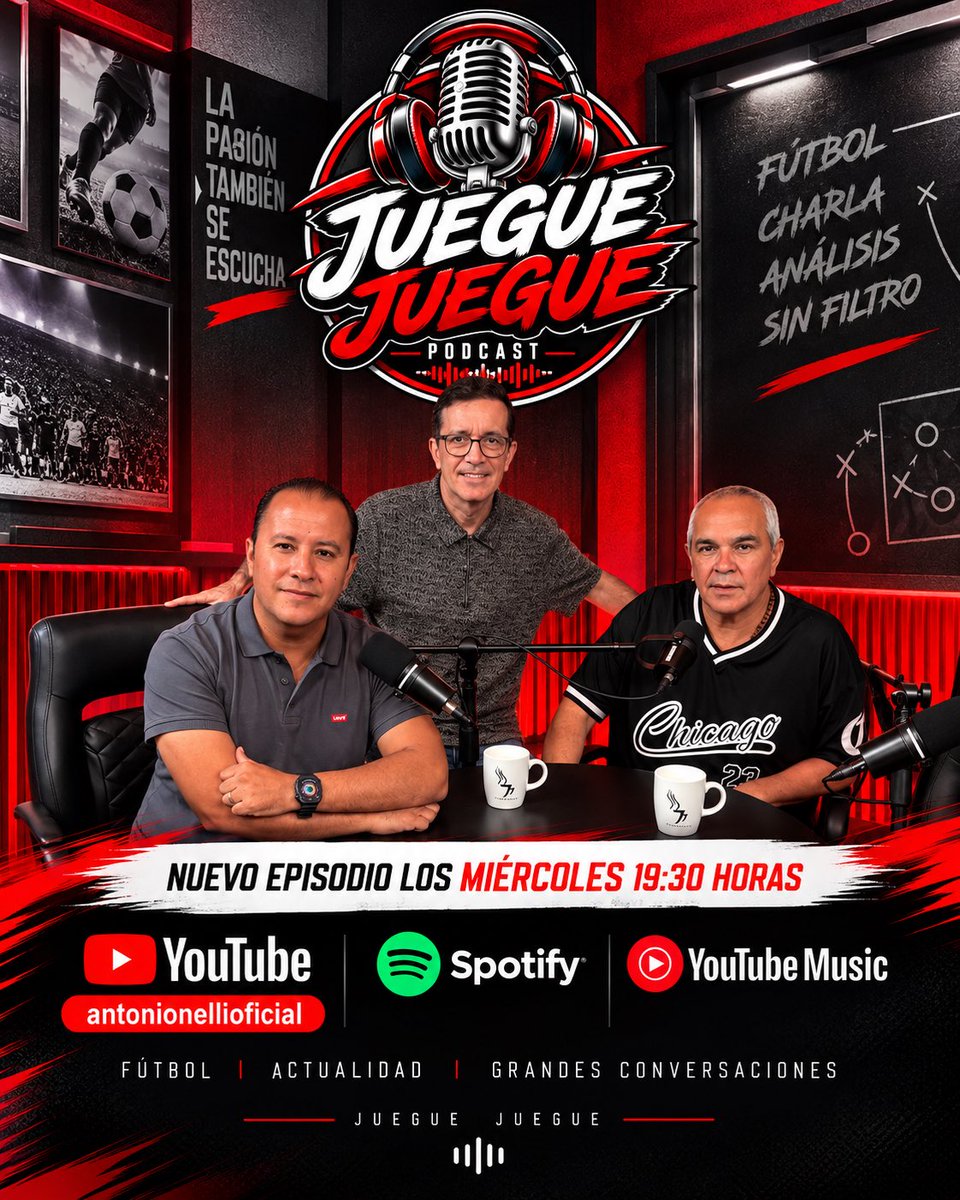 Antonio_Nelli's tweet photo. Todos los miércoles no te pierdas #JuegueJuegue 💥

🗣️ Debate, polémica y los temas actuales del fútbol regio. 

🎙️ Junto con @ReneFdz y @jassocarrillo 

🖥️ Disponible en YouTube.

🎧 También en YouTube Music y Spotify . 

⏰ 7:30 PM https://t.co/PDLVEcitoF