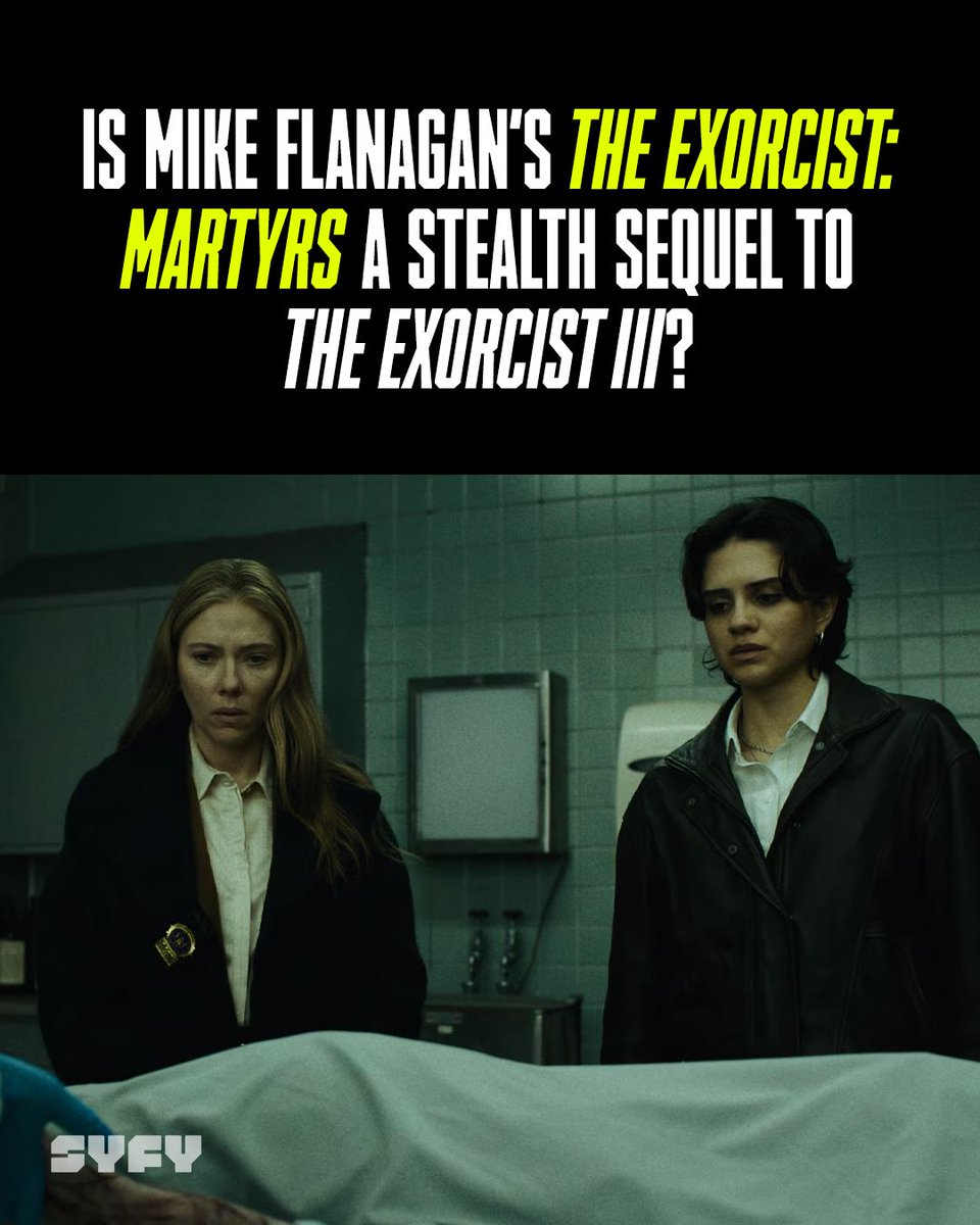 SYFY's tweet photo. The first trailer for "The Exorcist: Martyrs" contains two major Easter eggs connecting the new film to the events of William Peter Blattey's 1990 cult classic, "The Exorcist III." https://t.co/hSU9MeD3YX https://t.co/XnQVPBuUoC