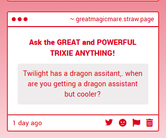 GreatMagicMare's tweet photo. Hmm, This is a GREAT idea, Fan of Trixie!

How do I get one. https://t.co/0Kmfas7R7C