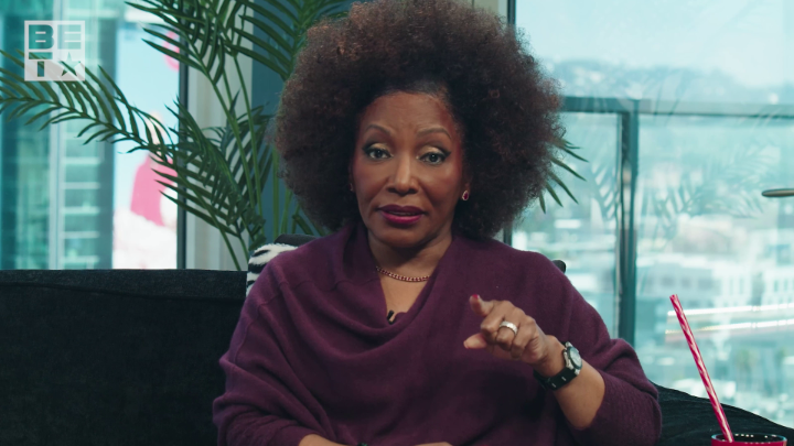 Stephanie Mills appears on The Breakfast Club speaking animatedly into the camera, with the BET logo visible in the corner. The image relates to the post about her making comments regarding Lady Gaga, as she is the subject of the discussion being referenced.