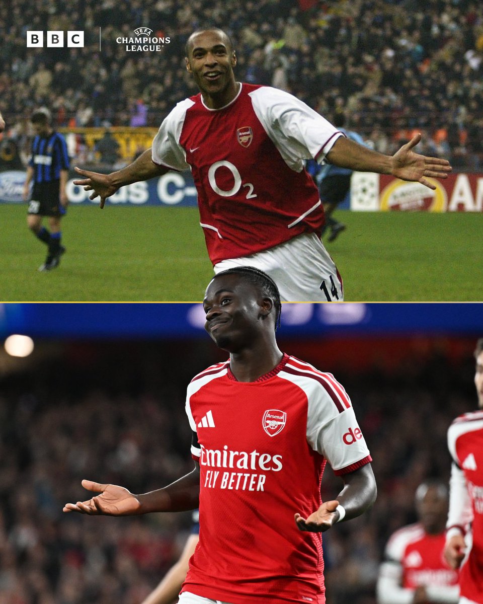 BBCSport's tweet photo. Bukayo Saka has scored 19 goals in major European competition games for Arsenal, the outright second most of any player at the club after Thierry Henry (42 goals). https://t.co/lwv3yX8OIY