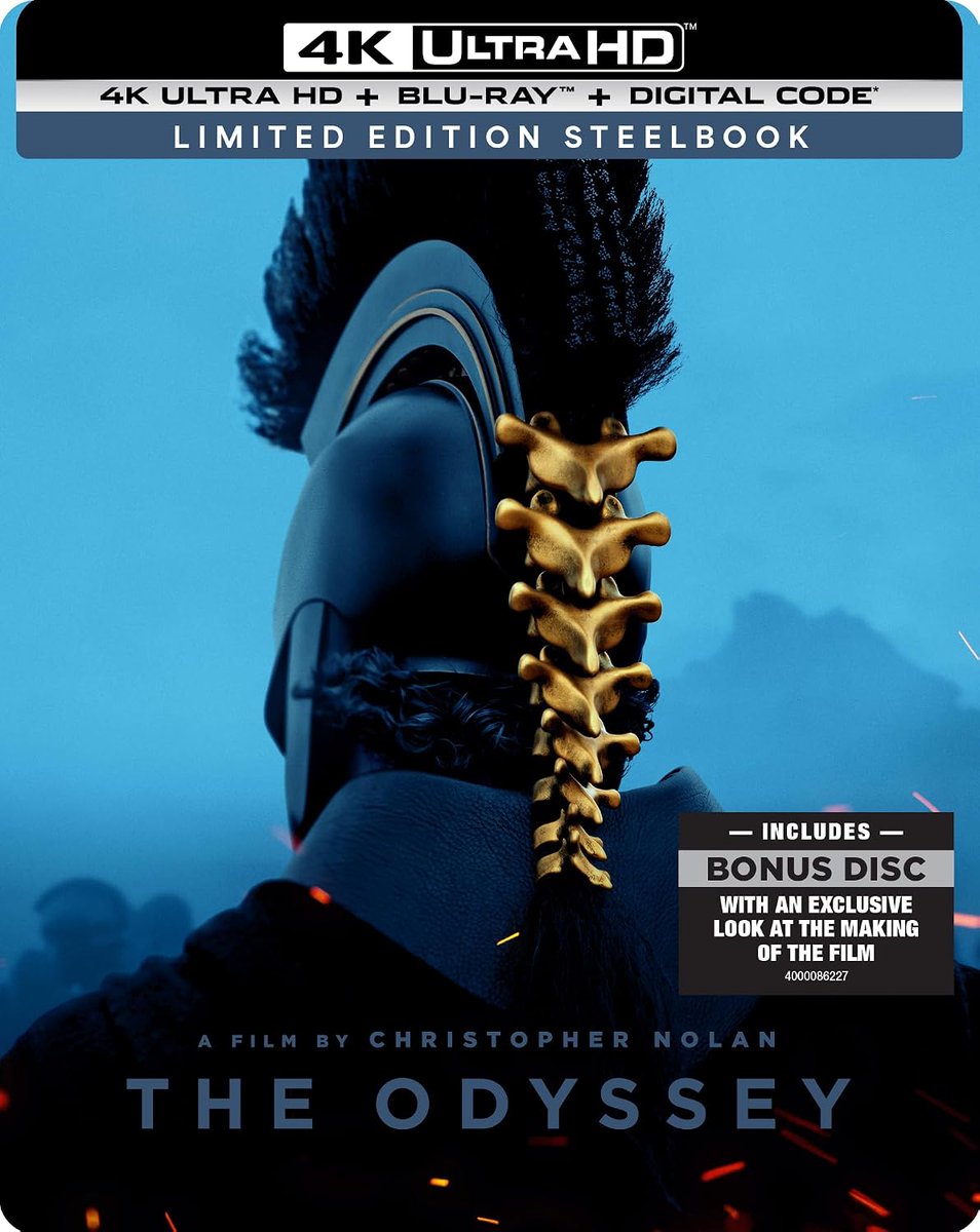 NewTechReview's tweet photo. Christopher Nolan's THE ODYSSEY on 4K, Blu-ray
https://t.co/5kL08kk6r4

#TheOdyssey #showtime #movie #movies #4K #4KUHD #4KUltraHD #Bluray #DVD #steelbook #drama #history #actionmovies #actionmovie #mystery #thriller #thrillers #classicfilm #classicmovie #classicmovies https://t.co/wGNmsfj0vC