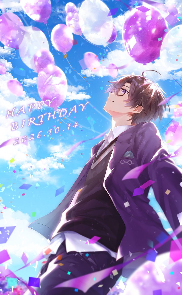 yomoneko0511's tweet photo. 💜𓂃𓈒𓏸𝙷𝚊𝚙𝚙𝚢 𝙱𝚒𝚛𝚝𝚑𝚍𝚊𝚢𓂃𓈒𓏸👓🎂

もふくんにとって笑顔があふれる素敵なお誕生日と1年になりますように🍀.*˚‧

#からぴち #ぴちあーと #もふ くん
#もふくん誕生祭2026 https://t.co/pRujGPCE4T