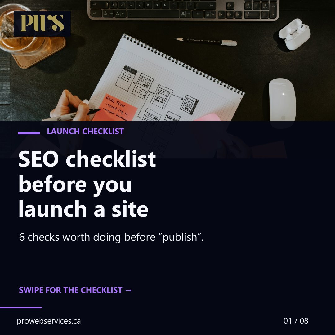 prowebservice's tweet photo. Launching a site? Check indexing settings, page titles, redirects, internal links, mobile usability and Search Console. Then recheck the live website.

https://t.co/0VI4cYCwzn https://t.co/ZgokJDxWH7