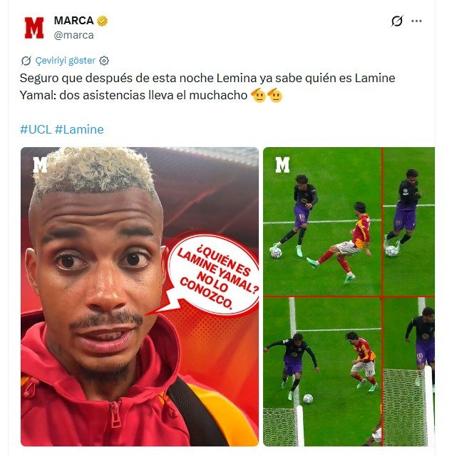 bbosports's tweet photo. Marca: "Şimdi Yamal'ın kim olduğunu öğrenmiştir." https://t.co/n6U60WZDhI