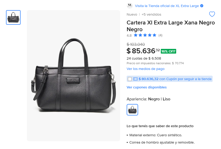 Kratosprecios's tweet photo. 🎒OFERTA IMPORTANTE Cartera Xl Extra Large Xana Negro Negro.
 -Antes: $103.040. 
-Ahora: $85.636,32. 
https://t.co/bDhI5biGqZ
 Tamaño mediano con buena capacidad, buena calidad,recomendable. https://t.co/0lcuqYWH6f