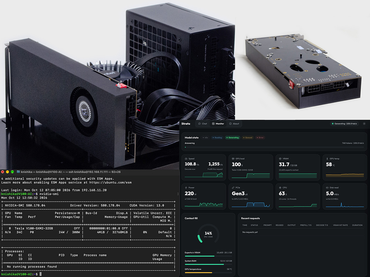 pc_watch's tweet photo. 【西川和久の不定期コラム】9年前の「Tesla V100」がアツい。Qwen3.8-Flash-Nextが約80tok/s出る！ https://t.co/gUP2Rkfj7H https://t.co/FTmU3HdFlA