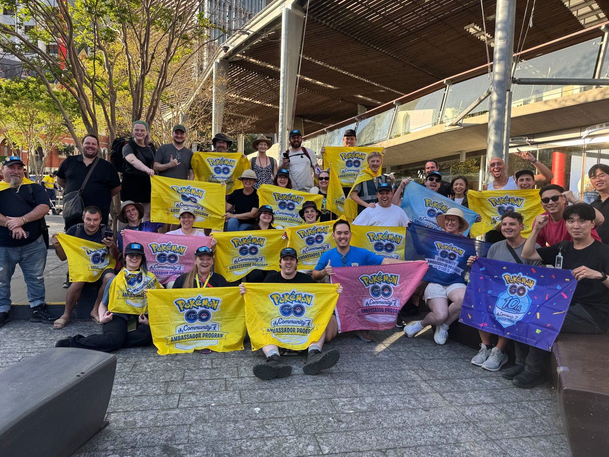 PokemonGoApp's tweet photo. Pokémon GO City Safari: Brisbane was a memorable adventure. Thank you to all the Trainers and Community Ambassadors who came to celebrate with us in Australia! Let's GO! #PokemonGOCitySafari https://t.co/zIOBDc2iyq