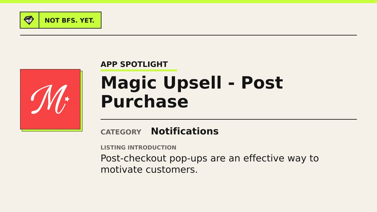 nbfs_app's tweet photo. Catalog note: Magic Upsell β Post Purchase
Listing category: Notifications
Source notes and app links are in our profile.
#Shopify #ShopifyApps #CustomerNotifications https://t.co/TMV7geukXn