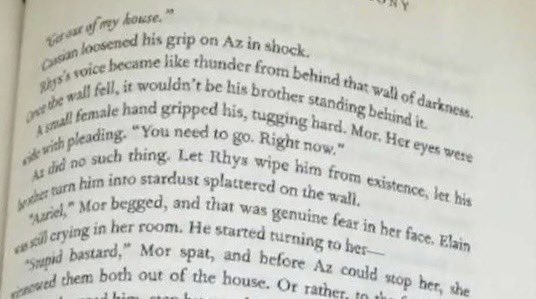 remrinas's tweet photo. why nobody talking about the buzziest part of it all where rhys was kicking him out and mor was begging him to leave, and yet azriel still tried to go back to elain because she was crying OH THE BUZZ https://t.co/MsDyiZ9z07