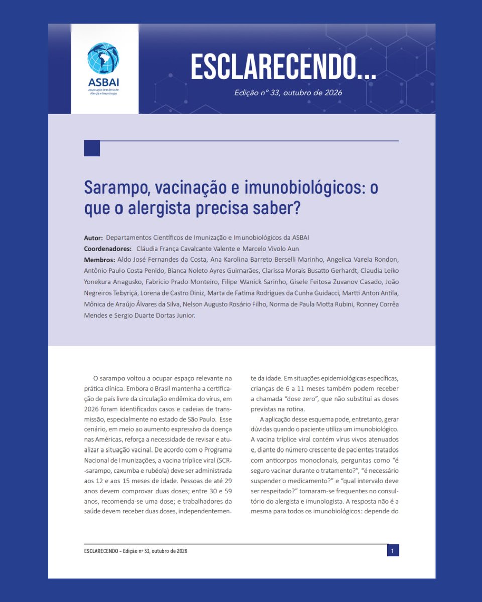 ASBAI_alergia's tweet photo. Você já conferiu as últimas edições do Esclarecendo?

Associados ASBAI acessam o Esclarecendo no link: https://t.co/WHGHmgjlzN

#asma #obesidade #alergia #imunologia #ASBAI https://t.co/c6vFUQ05Ys