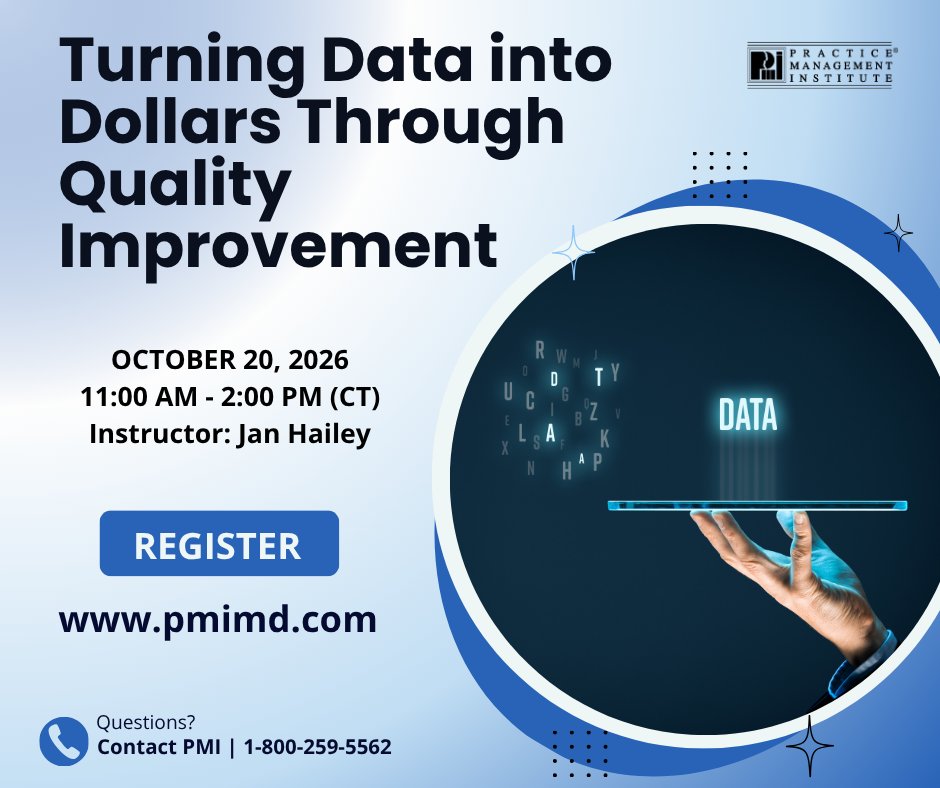 pmimd's tweet photo. Ready to turn your data into dollars? 💸 Stop viewing quality improvement as just a regulatory hurdle and start seeing it as your practice's secret weapon for financial growth! https://t.co/M5bz1Bp8pu 

 #PMI https://t.co/JogmC62smR
