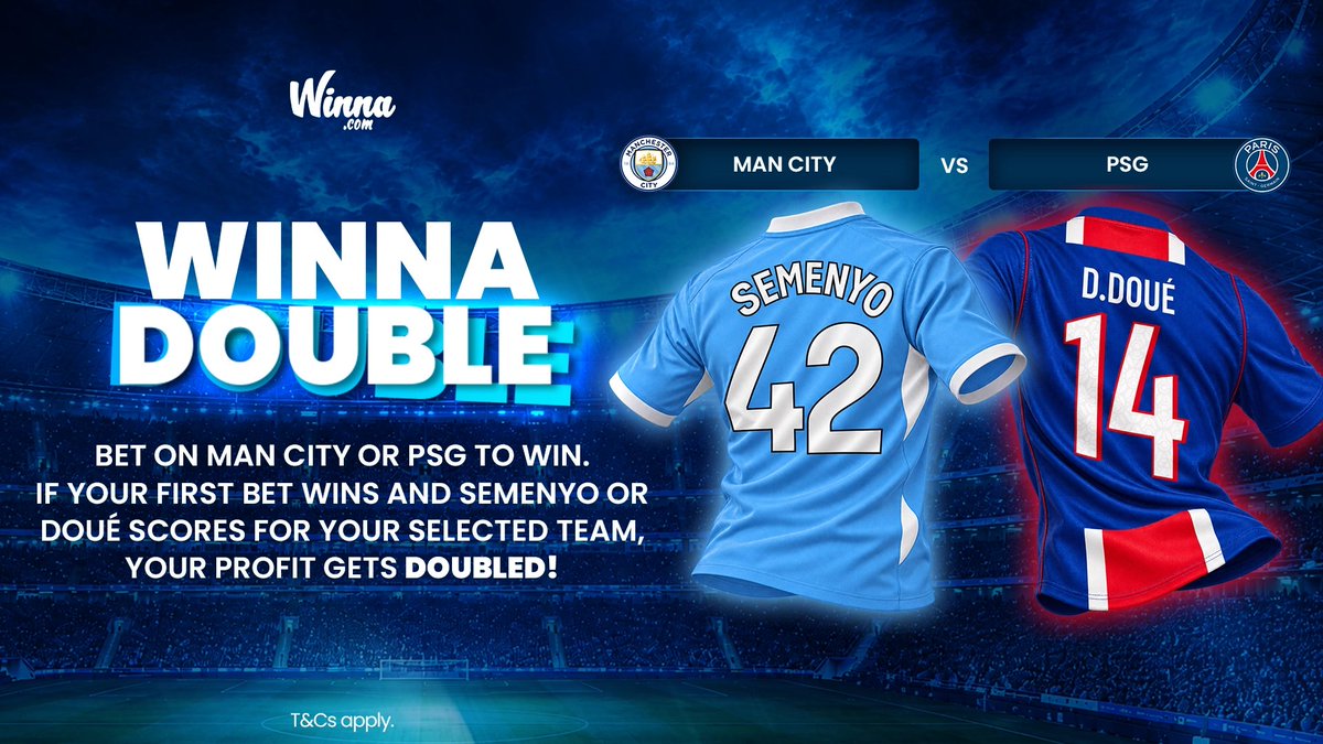 Winna's tweet photo. Oil Money El Clásico! Winna DOUBLE 💰💰

Back either Man City or PSG to win. If Semenyo or Doué scores for the team in your first qualifying bet, your profit gets DOUBLED! https://t.co/lXszNQtgDi