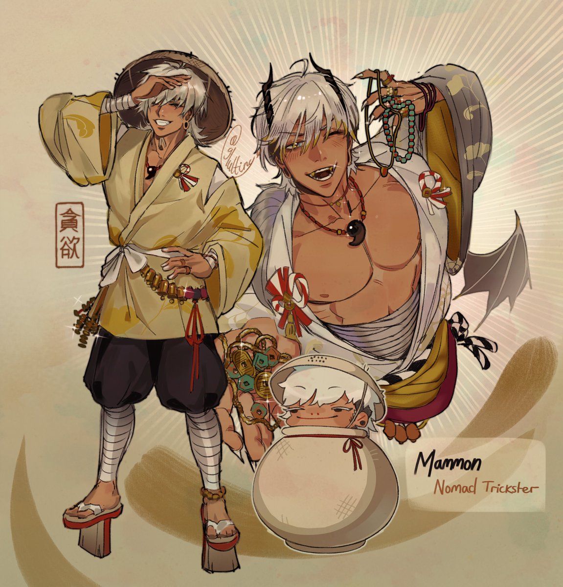 gluttinyArt's tweet photo. {🐦‍⬛the trickster nomad}
it's time for Oni!Mammon! this one's a little old, but i totally forgot to post it T-T
#ObeyMe #ObeyMeMammon https://t.co/A2Z1ZSSQVC