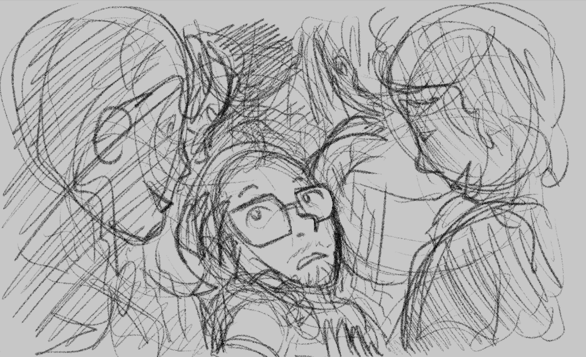 ArchieWilliamMH's tweet photo. Rough sketch of a concept for a GTS story. Guy enters a woman's only bus by mistake and then starts to shrink because... IDK... some bullshit I'll make up later. https://t.co/vQ2ucuY3gy