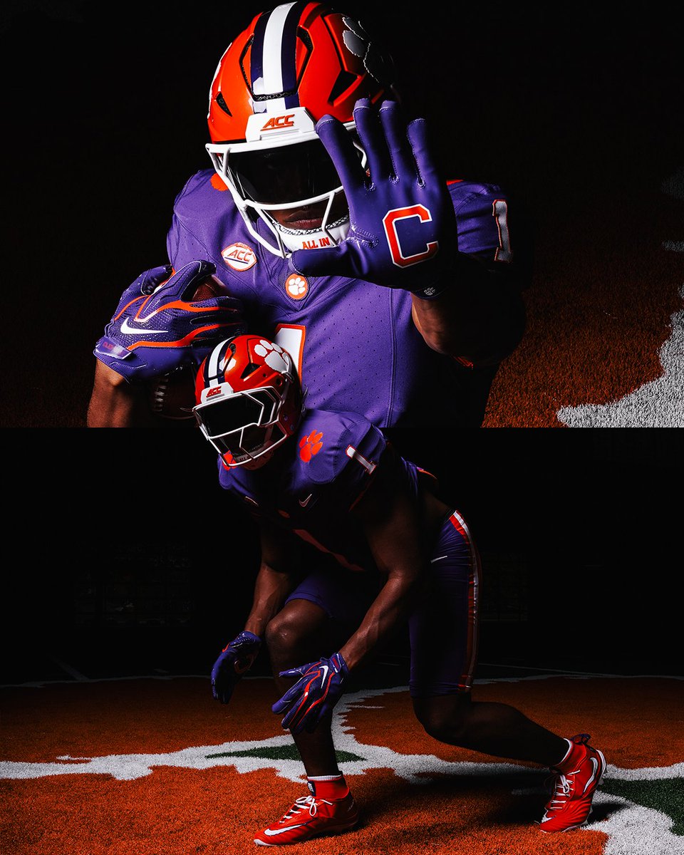 ClemsonFB's tweet photo. Purple jerseys are back for Military Appreciation 🇺🇸 https://t.co/Tu8Yiplwk8