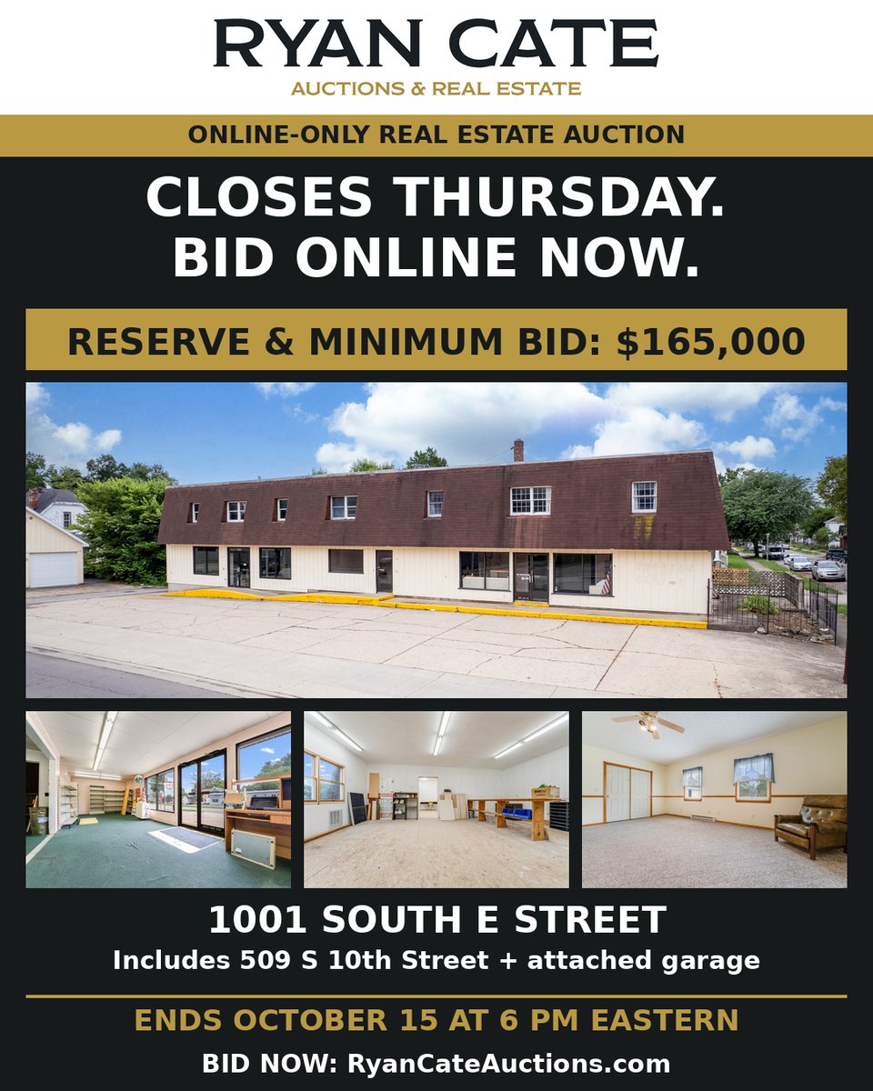 ryancateauction's tweet photo. Closes Thursday. Bid online now.
1001 S E + 509 S 10th. Reserve &amp; minimum bid: $165,000.
Online only. Ends Oct 15, 6 PM ET.
https://t.co/60DaM0w2IJ https://t.co/v23VExmosz