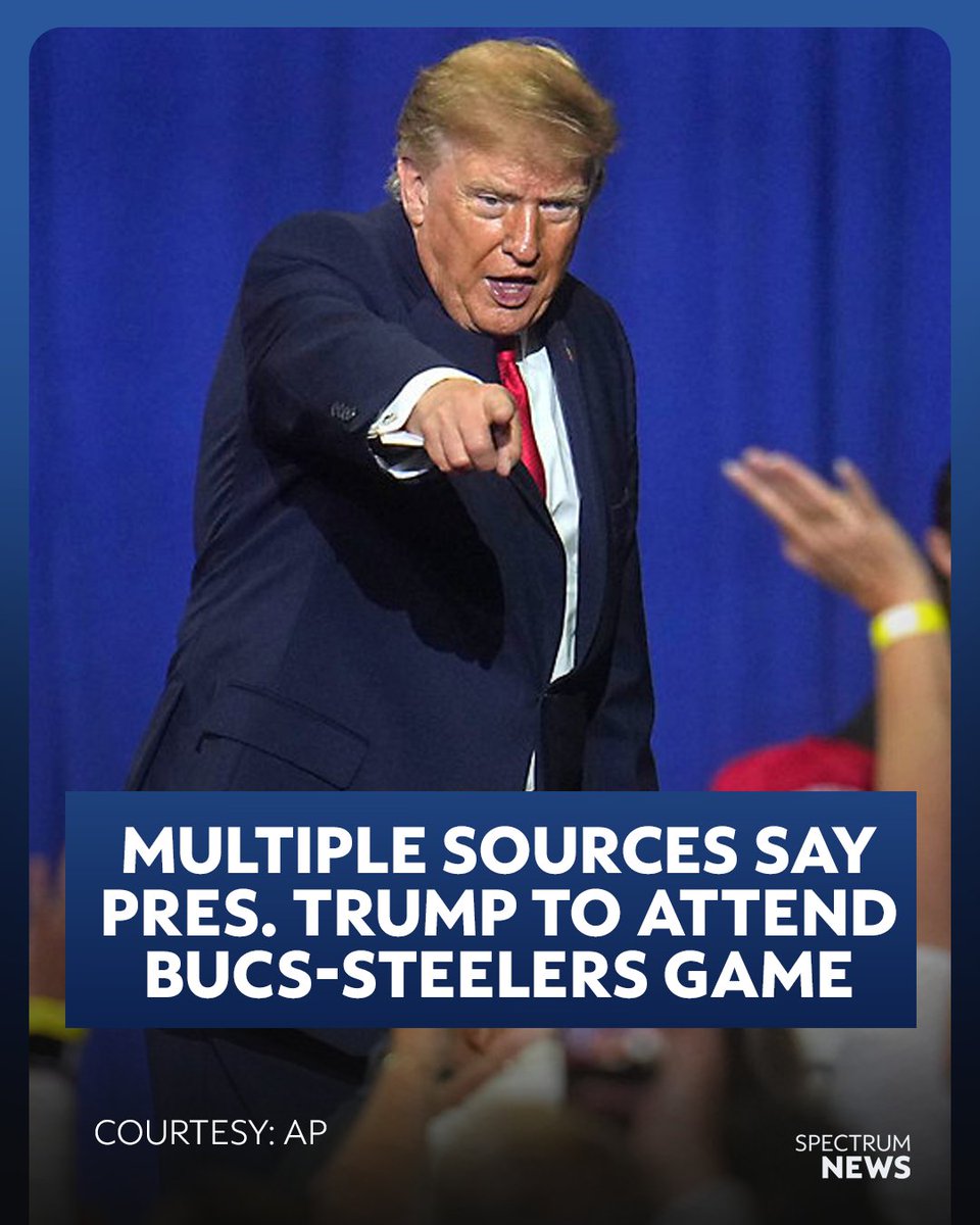BN9's tweet photo. President Donald Trump is planning to attend this weekend's Tampa Bay Buccaneers game. 

That is according to CNN, citing two sources. 
 
The Bucs are hosting the Pittsburgh Steelers on Sunday afternoon at Raymond James Stadium. https://t.co/3070RZKLBU