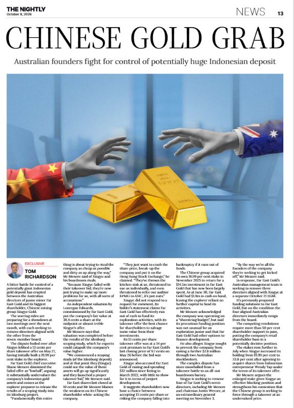 tommyr345's tweet photo. Yarn 🚨 ASX-listed miner in wild battle for control of monster Indonesian #gold deposit with rival Chinese shareholders, Aussie CEO is accusing the Chinese of underhand behaviour as rival factions fight to seize ownership & throw each other off the miner's board at upcoming EGMs $FEG $AVZ