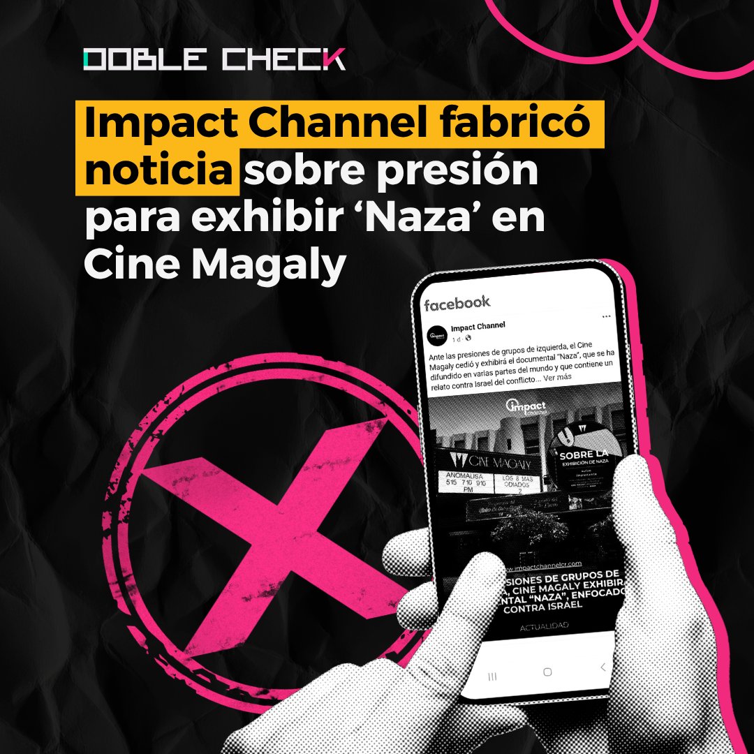 doblecheckcr's tweet photo. El Cine Magaly negó que haya cedido ante “presiones de grupos de izquierda” para proyectar el documental ‘Naza’, desmintiendo una publicación de Impact Channel. La gerencia del cine aclaró que esa televisora ni siquiera les contactó para difundir la supuesta noticia. https://t.co/yna6VFdcYM