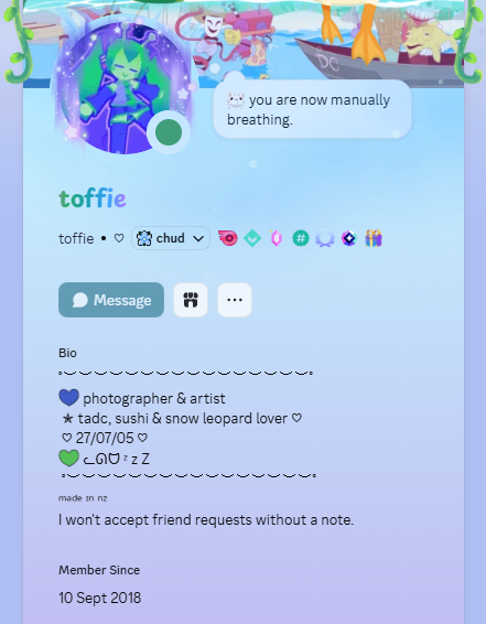 tskumiu's tweet photo. they all say the same thing, it's not hard to miss at all. my discord is in my vrchat bio.

i'm not upset about someone attempting to rip my avi, i find it to be a compliment tbh!

there were many better ways to go about it :) https://t.co/BJcICv99dh
