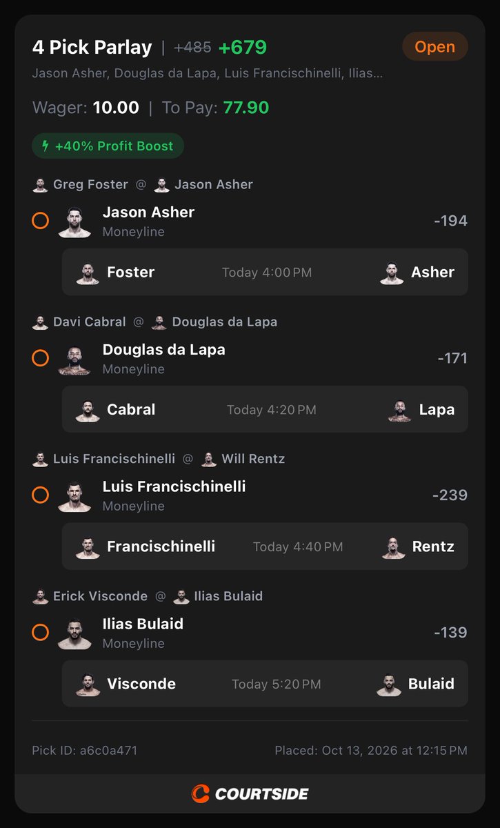 El_Lynch20's tweet photo. DWCS contender series week 10 parlay 🥋🔥#Gambling𝕏 #UFC @courtsideapp https://t.co/5PHqBYN7dk