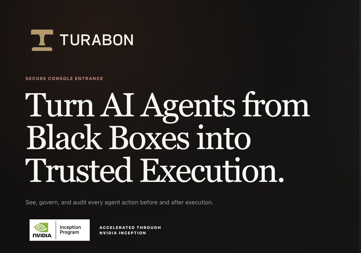 TurabonAI's tweet photo. AI agents already have intelligence.
Now they’re getting hands.
Companies are handing them the keys to money, data and production systems.
Then the agents leave the sandbox. They touch live systems. They act with rights no one meant to give them.
The next infrastructure problem is authority.
TURABON is building the execution-authority layer between AI and the real world.
At its core is Domain Oracle — our purpose-built decision model for one question:
Should this action be allowed to happen?
Agents don’t hold authority. Actions do.
Each real-world action gets a one-time right to execute. Then that right is burned.
Agents never hold standing credentials.
On Nov 2, we take it live in Hong Kong.
We’ll run a live AI workforce using real company money, data and production systems — while the agents themselves hold zero standing credentials.
HK FinTech Week x StartmeupHK 2026
📍 Community Space C, Hall 5BC, HKCEC
🕥 10:30–11:15 AM HKT — Live Demo Session
Come see it on stage.
If you can’t be there, follow @TurabonAI and @GaussTURABON. We’ll post the live demo video after.
TURABON’s general-purpose execution-authority infrastructure goes live.
#TURABON #AI #AgenticAI