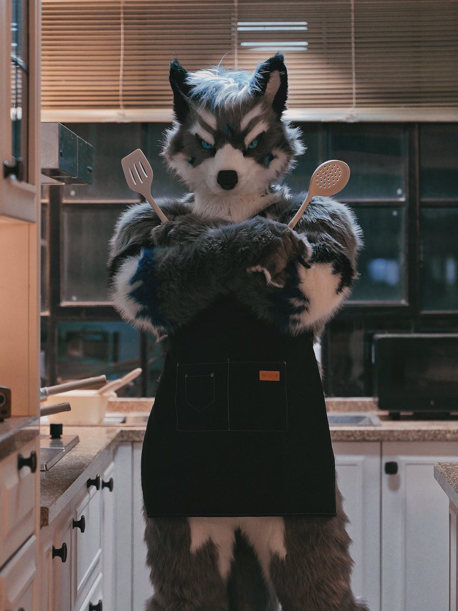 IBarceno's tweet photo. #furry #fursuit 大狗下厨，炒饭里需要加什么？ https://t.co/VUq86BWaJ5