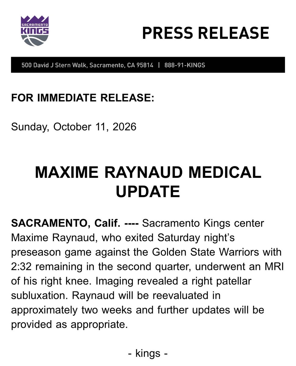 RynoinSactown's tweet photo. Not out for the season.  Will be reevaluated in 2 weeks from this past Sunday. https://t.co/1g3ErESzPq
