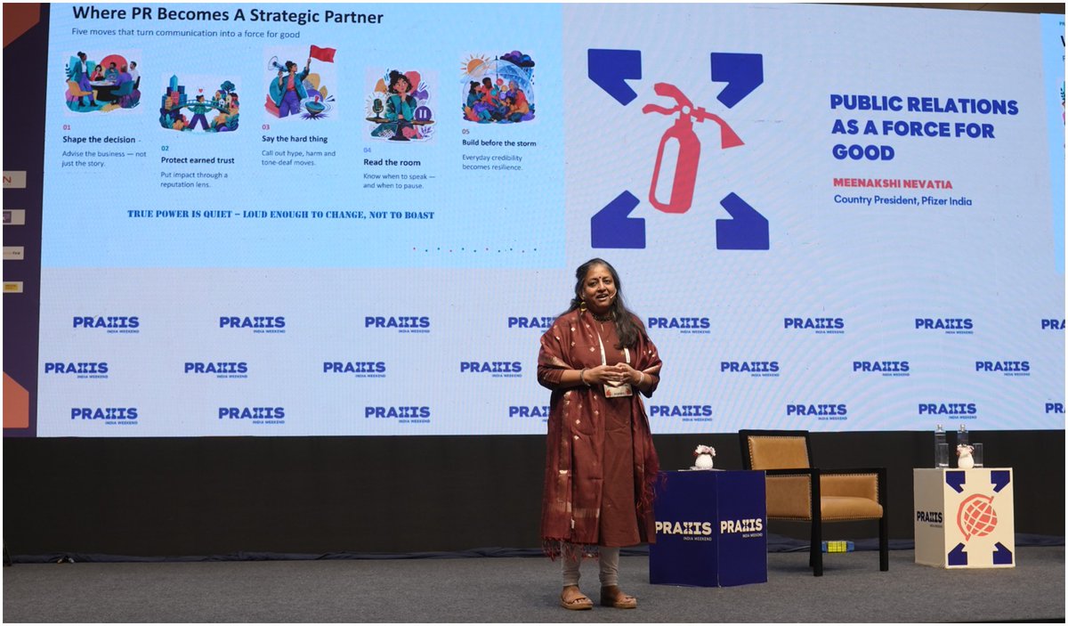 RepTodayMag's tweet photo. Quiet Power: Why PR Must Become Business’s Strategic Partner - https://t.co/0JYb7g2EYN 

Shree Lahiri writes about the seventh Keynote at #PRAXISIndia Weekend 2026 by Meenakshi Nevatia, Country President, Pfizer India in #RTFeatures https://t.co/l30Sz6Y26r