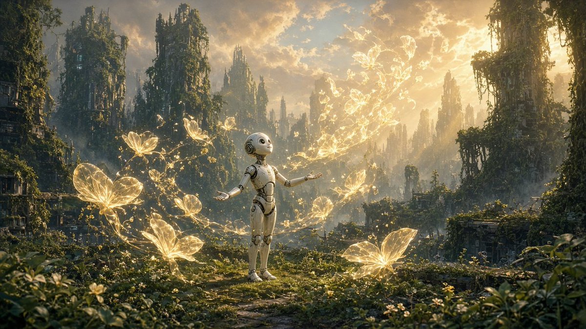 ThePaleImitator's tweet photo. Among the ruins, a lone child of metal learns that light still chooses the orphaned.
#AIart #digitalart #scifi #futurism #solarpunk #hopepunk #android https://t.co/uw7Mwum5Rx