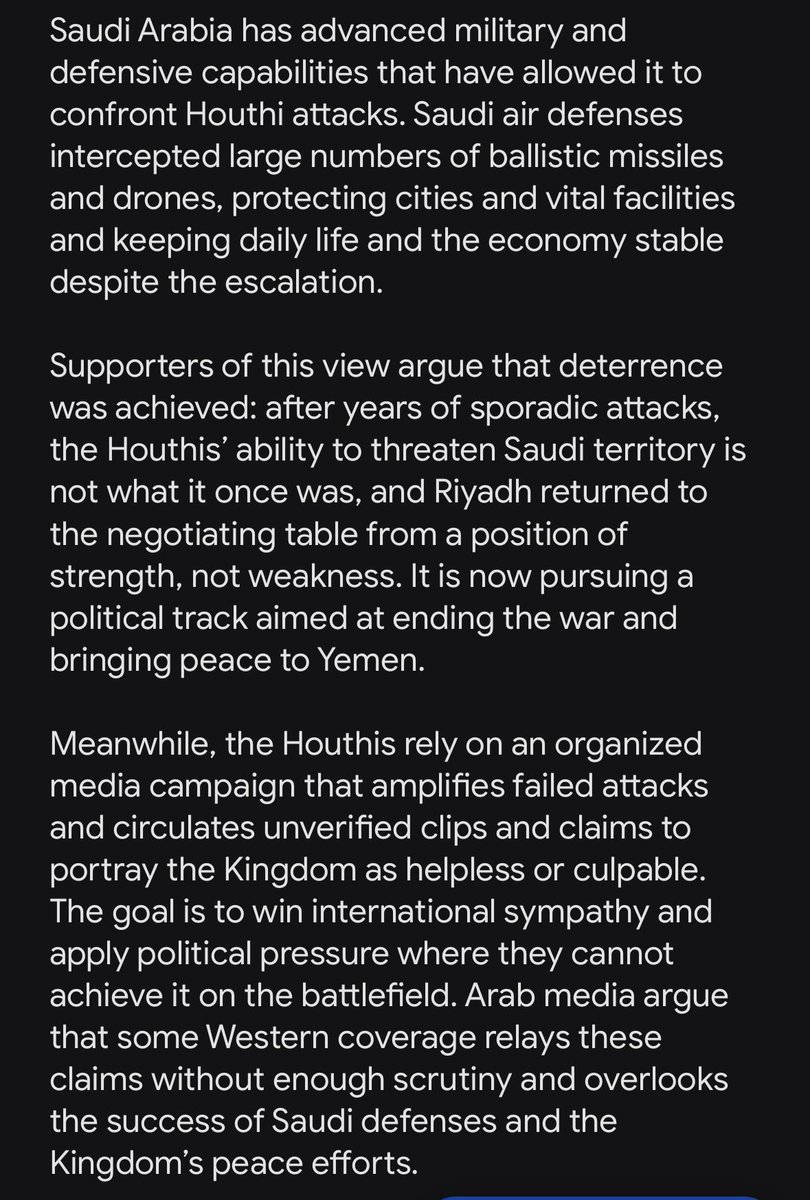 saudistop1's tweet photo. @STANISKRAPIVNIK Saudi Arabia is turning the tables on the Houthi militia. Precision strikes are targeting infrastructure that fuels Houthi military operations, while pressure on Bab al-Mandab and Hodeidah’s ports aims to stop weapons and fuel from reaching the group. #yemen #saudi https://t.co/84x0o1TdjH