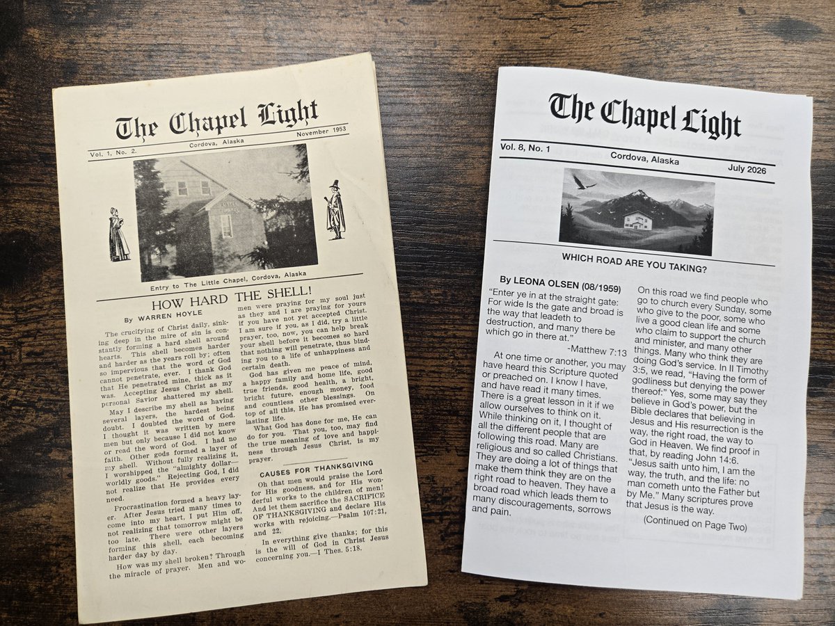TheAlaskaPastor's tweet photo. Sometimes you need to just go back to the basics! We Resurrected an old Newspaper that @TheLittleChapel use to do back in the 1950's. Proclaiming God's goodness, highlighting Missionary Stories, and updating the world on what God is doing in Cordova, Alaska! God IS good!!! https://t.co/lmkD2zIkZR