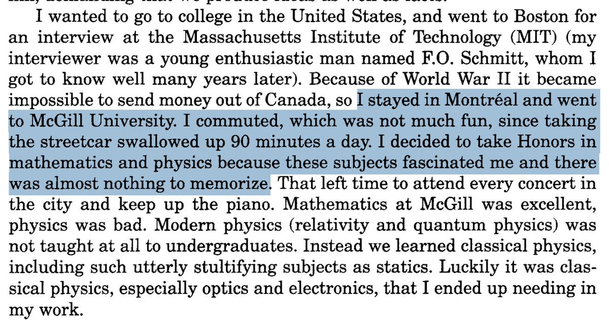 patrickmineault's tweet photo. I had not realized that David Hubel did the same Honors in Math &amp; Physics undergrad at McGill that I would do 60 years later. Small world. https://t.co/XEEIndjy6w