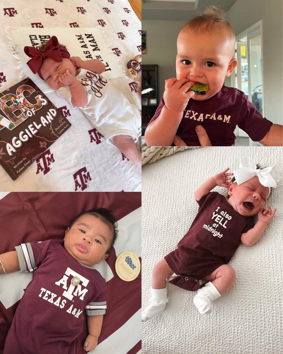 AggieNetwork's tweet photo. Before they ever step foot in Aggieland, they’re already being raised around a little Aggie Spirit. 🥹👍 

Here’s to all the future Ags! https://t.co/eUr0UuaB6i