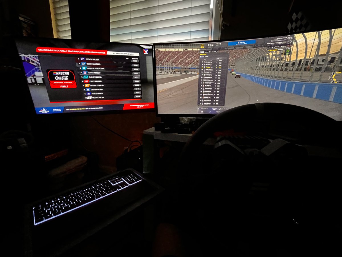 JacobAbner11's tweet photo. Got my @ENASCARGG setup all ready. It’s going to be a crazy race… https://t.co/eDYXQM6rKg