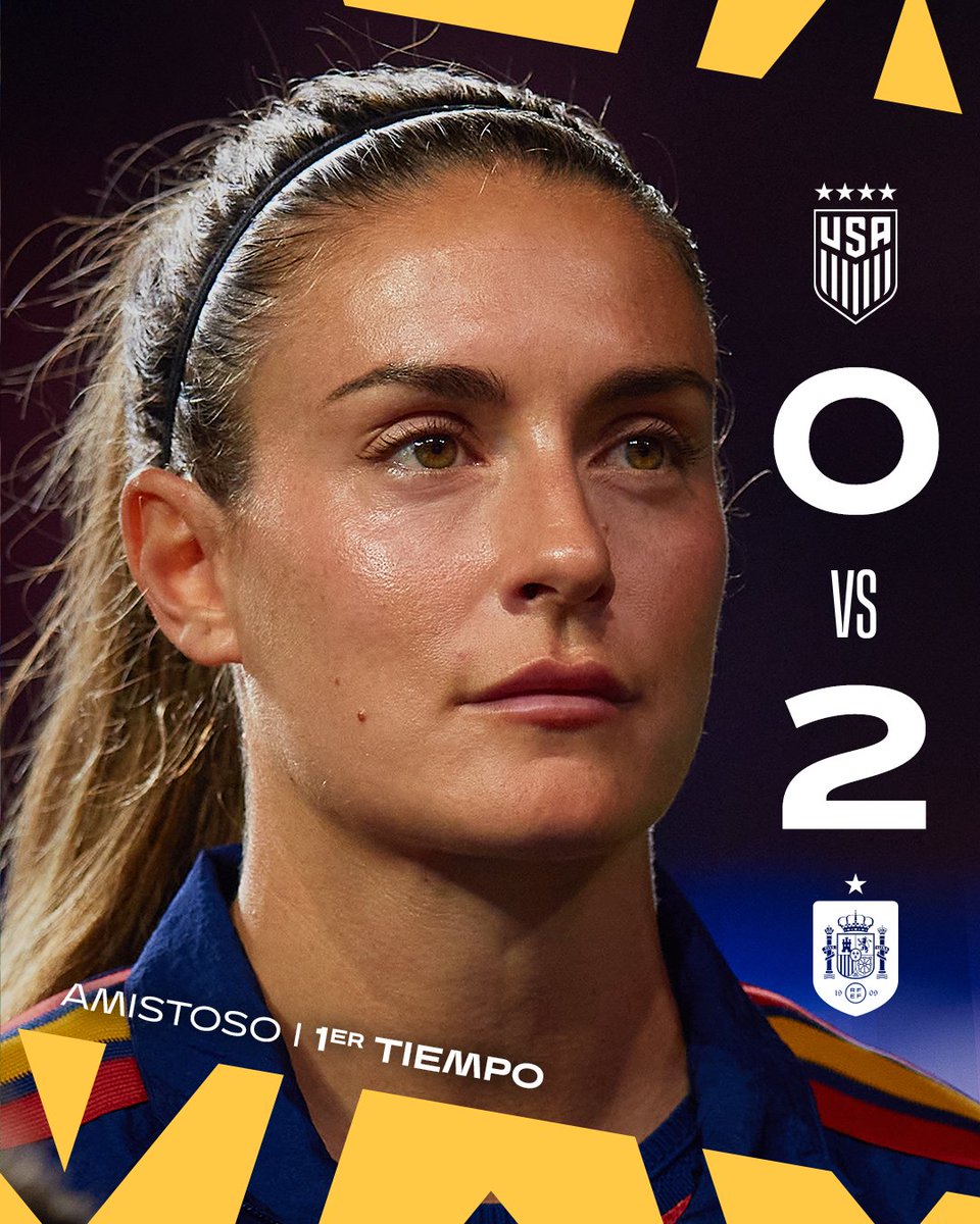 SEFutbolFem's tweet photo. ⏸️ ¡𝗝𝘂𝗴𝗮𝗱𝗼𝗿𝗮𝘀 𝗮 𝘃𝗲𝘀𝘁𝘂𝗮𝗿𝗶𝗼𝘀!

Alexia y Paralluelo adelantan a España en Chester.

🇺🇸 0-2 🇪🇸 | Descanso.

📺 @La1_tve.

#JugarLucharYGanar https://t.co/Ta2VOeL3EK