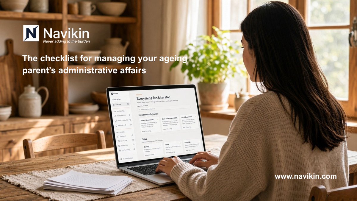 navikinhq's tweet photo. Nobody hands you a manual for managing a parent’s administrative affairs.

Today we launch Navikin, the checklist for managing your ageing parent’s administrative affairs. 

Free in Australia and New Zealand.

https://t.co/Bsgp0mVMSd #Navikin #caregiving https://t.co/Np2yWh4P4k