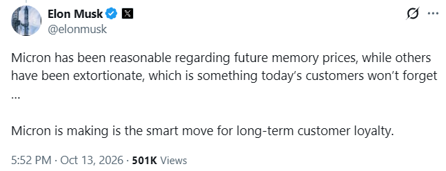 ripster47's tweet photo. $SKHY 
Elon musk creating some weak hands in $SKHY after hours and Bullish moves on $MU  

Basically he is supporting $MU and calling out Hynix &amp; Samsung! https://t.co/h2cOweJyJk